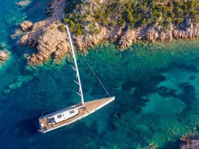 Baltic Yachts Canova, sails unfurled in Sardinia